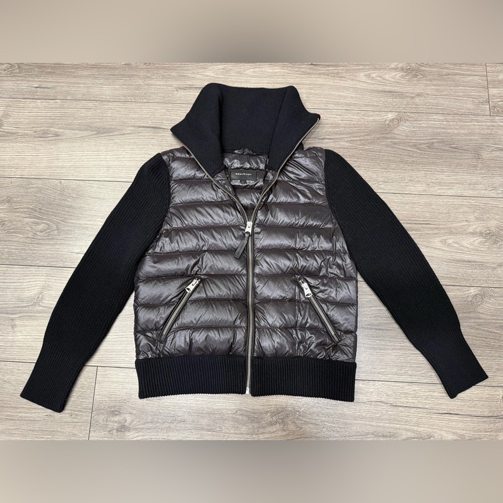Mackage Black Quilted Down & Knit Sleeve Jacket